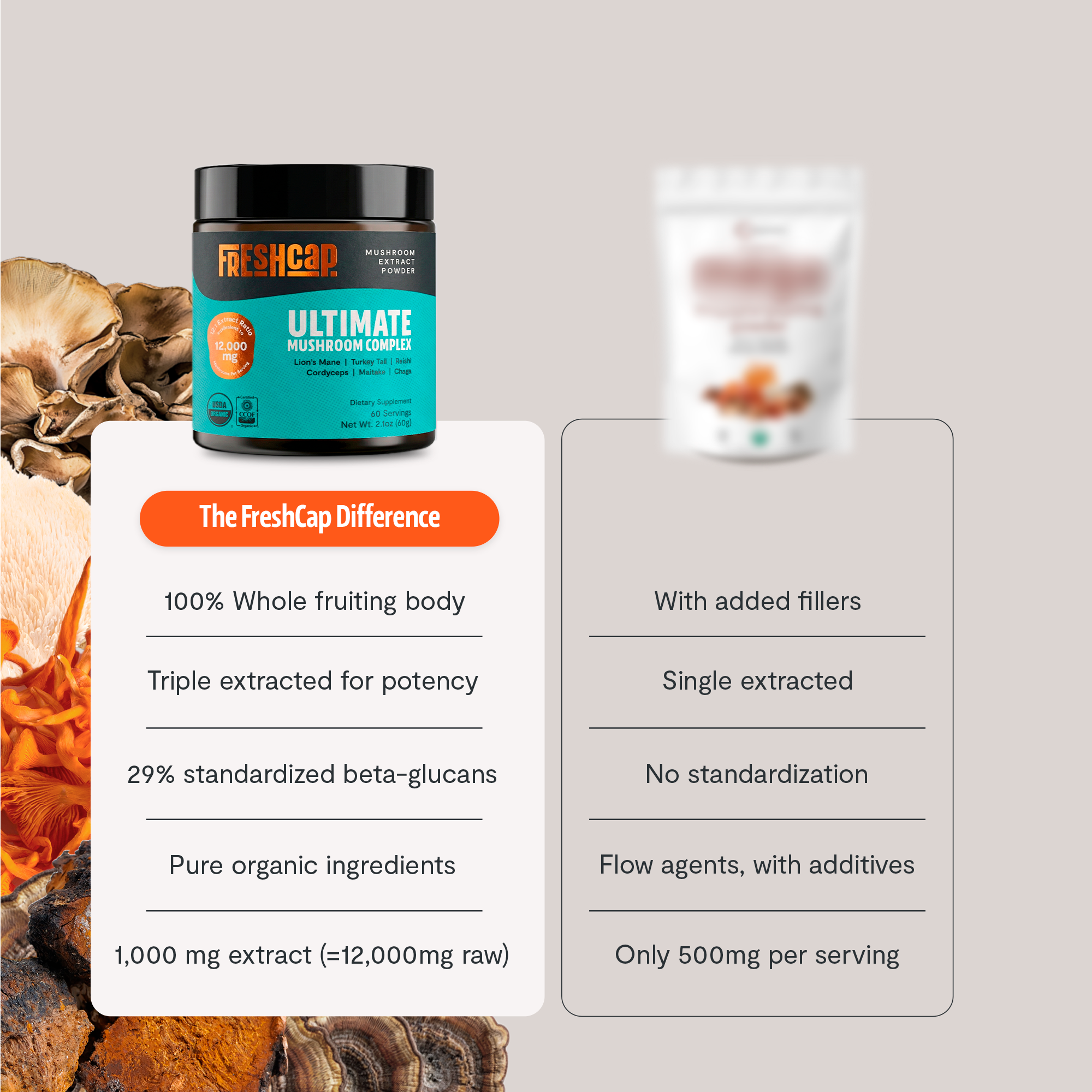 Organic Mushroom Extract Powder Blend